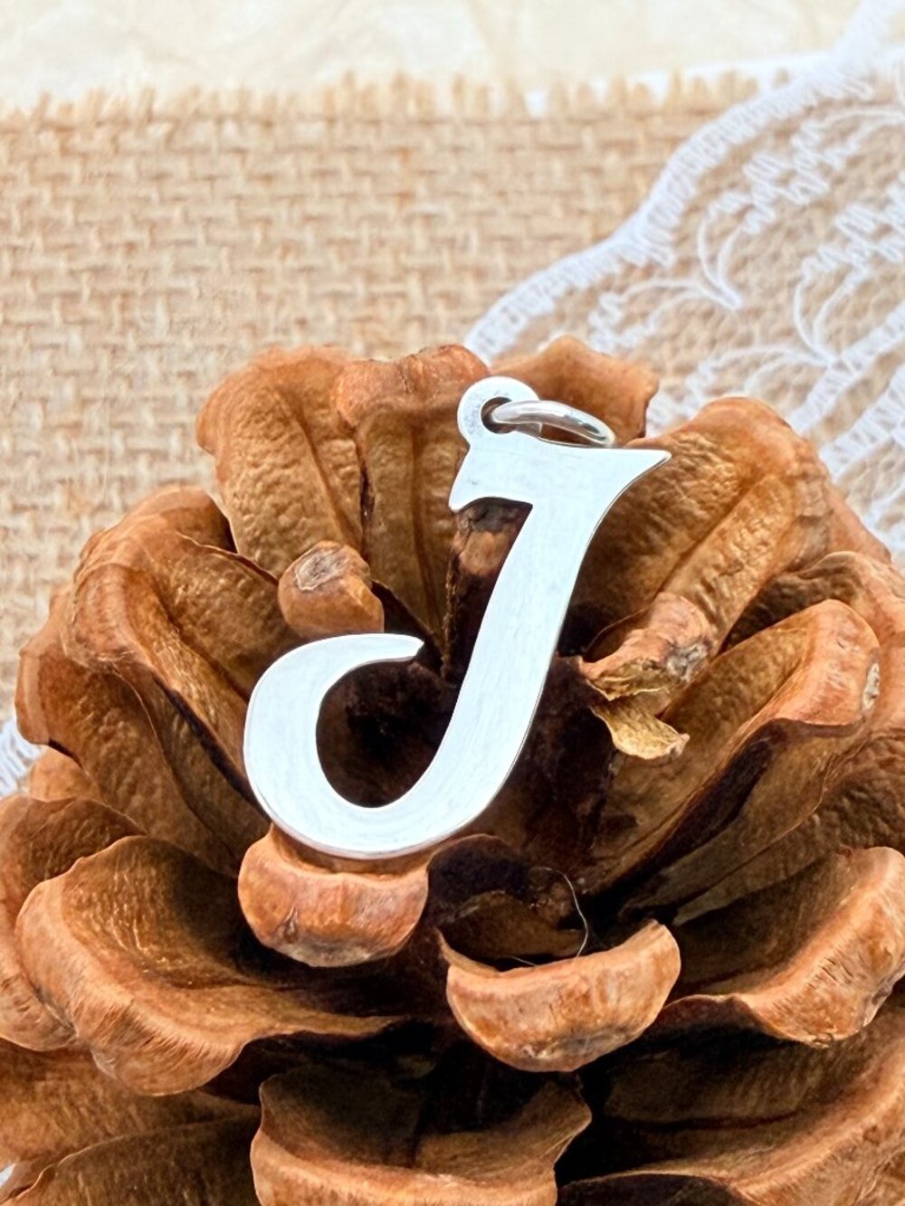 James Avery Large Script Initial J Charm Sterling Silver Letter Charm